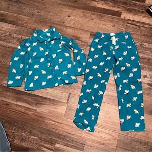 Teal Kids Pajama Set with Polar bear Print